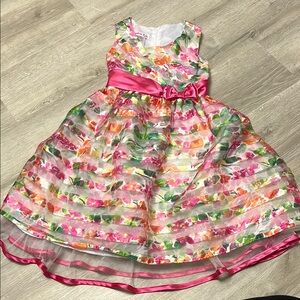 Jessica Ann Colorful Floral Dress with Pink Accents